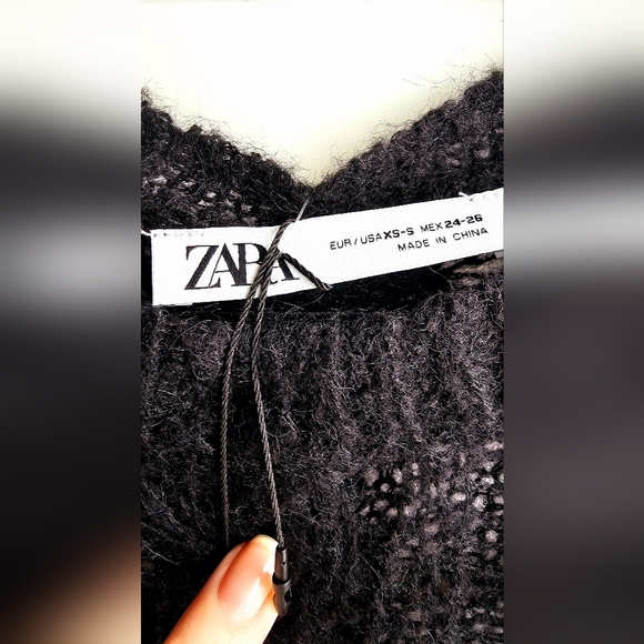 ZARA Knit Sweater Sheer Black long sleeves size XS S M Oversized - Picture 3 of 6